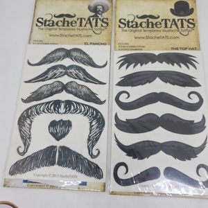 New Stache Tats Stachetats Temporary Mustache Tattoos Lot.2 packages as shown